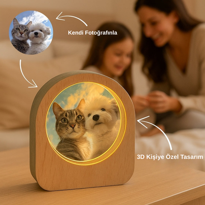Luviana™ 3D Kişiye Özel Ahşap LED Lamba